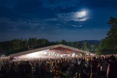 An outdoor concert at night time