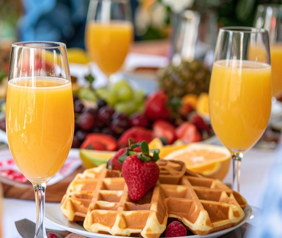 Mother’s Day Brunch Holidays Mimosa and waffle for Mother's Day Brunch